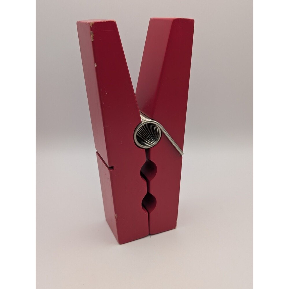 Giant Wooden Clothespin 8" Red Novelty Oversized Paperweight Note Recipe Holder*